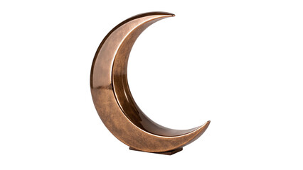 Vintage metallic copper crescent moon decoration ornament isolated on transparent background. © Olivia Wilson