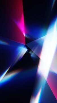 Vertical geometric crystal background with glowing white light pillar and bold angular magenta cyan glass facets across dark space for creative mobile lockscreen wallpaper and modern UI design layout