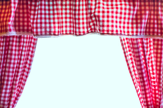 window red and white squares curtains