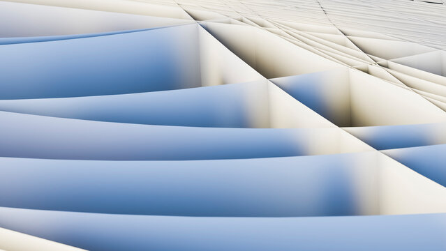 Abstract geometric pattern with smooth blue and white curved shapes