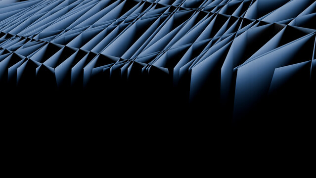 Abstract geometric pattern with blue triangular shapes and dark
