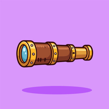 Cute spyglass vector icon illustration