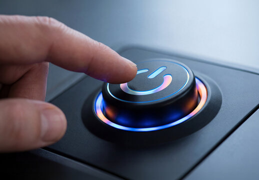 Glowing Blue an Orange Circular Start Button Logo Mockup