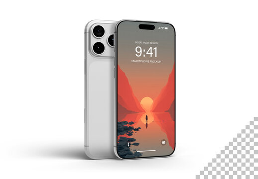 Standing Smartphone Mockup Isolated on Clean White Background