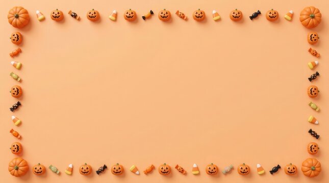 Delicate seashell border frames a blank beige background for design or text