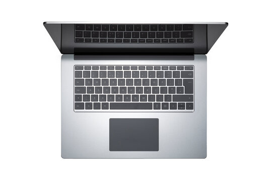 Silver grey PC laptop on a white background