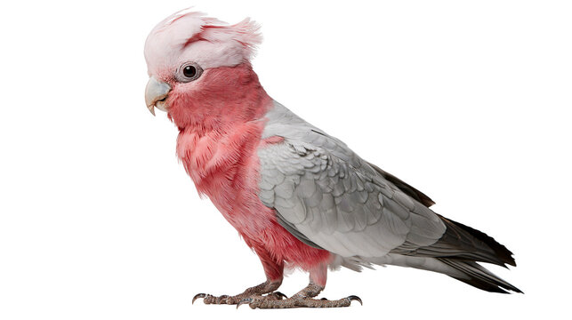 Pink and grey Galah cockatoo bird with crest feathers