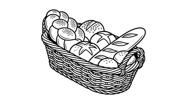 Basket of assorted baked bread products