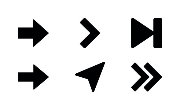 Next Navigation Arrows, solid glyph icon set featuring right arrow, chevron, next button symbol, forward arrow, navigation pointer, double chevron, covering next action, navigation, web interface,