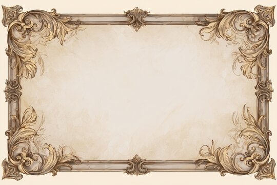 Hand-drawn vintage ornamental frame with intricate floral border and acanthus scrollwork
