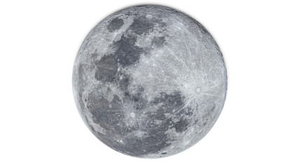 Detailed full moon showing lunar craters, maria, and surface texture. © wannasak
