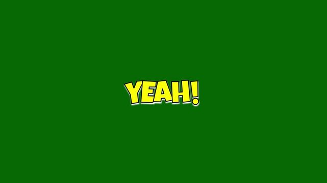 Comic book style speech bubble with 'YEAH!' text and stars on a green screen background, perfect for adding an energetic pop art element to videos and presentations.Comic speech bubbles yeah text.