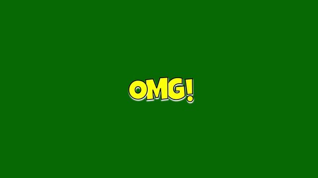 Omg comic Pop Art text animation, chroma key version included. Colorful cartoon text animation.Motion text OMG animation with cartoon and comic styles HD Video.