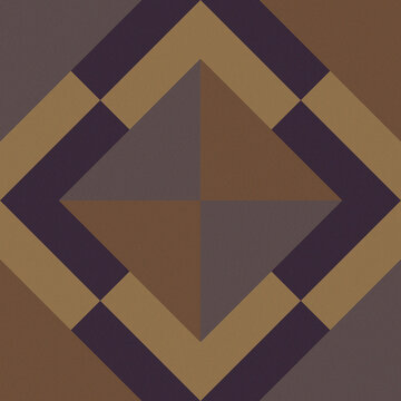 Brown, Taupe, and Dark Plum Geometric Diamond Matrix Pattern with Heavy Grain, Abstract Architectural Isometric Pyramid and Nested Frame Surface Background
