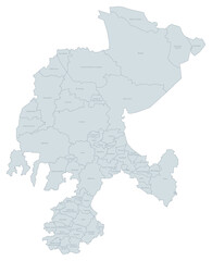 Fototapeta premium Administrative Divisions Map of Zacatecas, Mexico - Detailed Political Boundaries