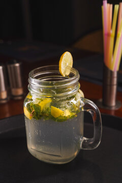 Refreshing and colorful healthy cool drinks served with fresh lemon slices and watermelon garnish. A vibrant summer beverage concept representing freshness, hydration, natural ingredients, healthy lif