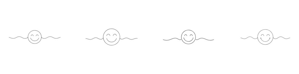 Fototapeta premium Continuous one line happy smiley face icon with minimal modern vector style for cheerful design.