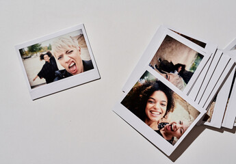 Mockup of Stack of blank polaroids
