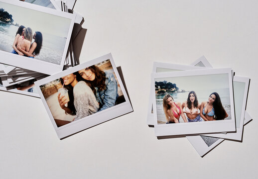 Mockup of A collection of blank polaroids