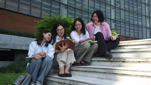 Popular meeting students particularly the steps in front academic building where groups friends gather chat and review lessons strengthening  friendships  bonds within the university community.