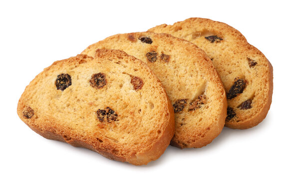 Sweet rusks with raisins on a white background. Isolated