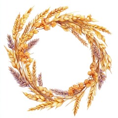 Obraz premium Illustration wreath autumn grains.