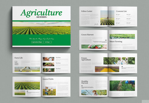 Modern Agriculture Landscape Magazine Layout Template