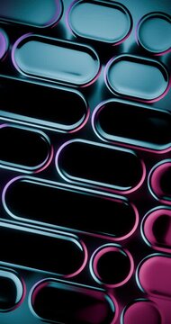 Futuristic 3D Motion Graphics with Glossy Neon Pill Shapes - Looping Vertical Video