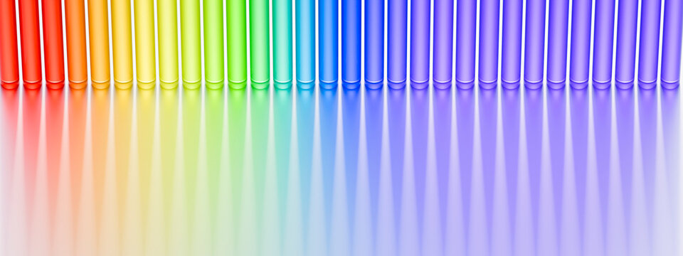 3D Color Spectrum Glass Tubes Forming a Minimal Abstract Background