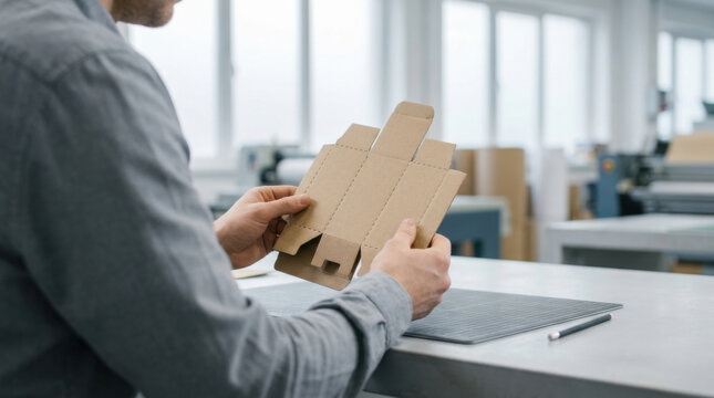 Die cut packaging sample inspection cardboard package print sample quality control manufacturing factory production carton folding box packaging