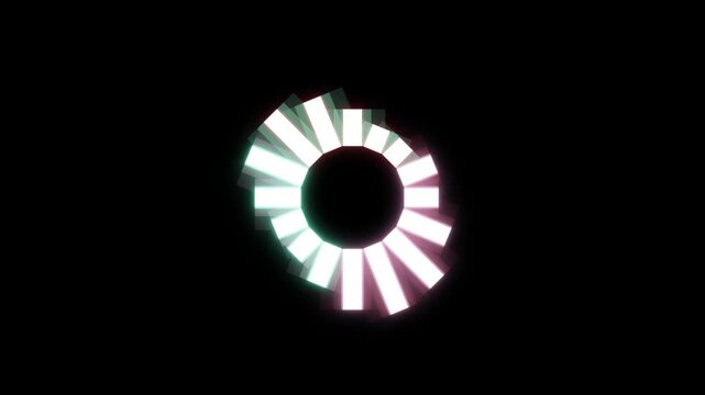 Glowing neon ring spins in a continuous loop against a dark background.