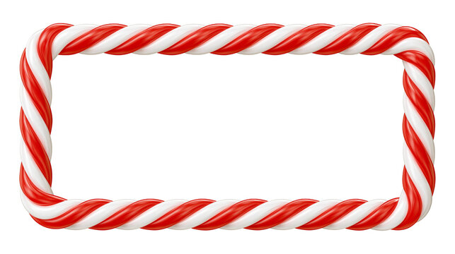 Rectangular candy cane frame with red and white twisted stripes