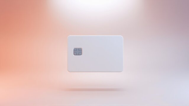 White credit card floats against soft gradient background. Minimalist design, clean aesthetic, modern financial tool. Simple, elegant presentation.