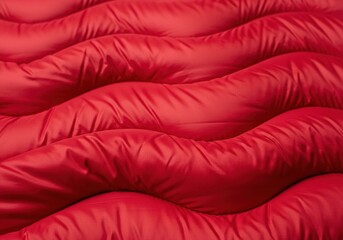 Obraz premium Abstract background of bright red wavy quilted fabric pattern.