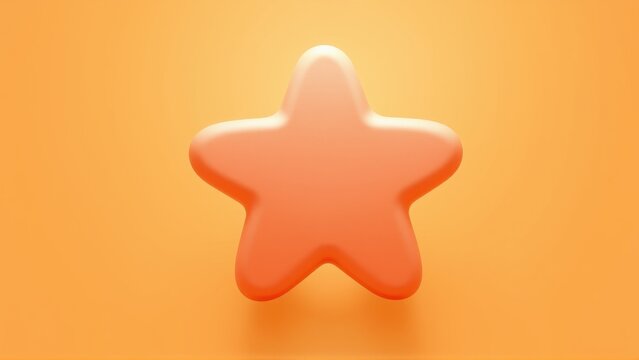 Rounded orange star shape dominates image. Soft lighting creates subtle shadow, simple background enhances focus.