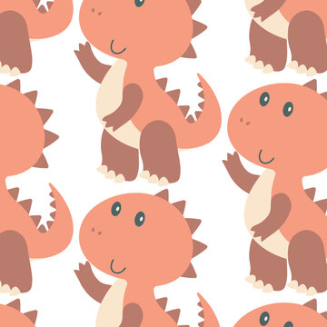 Cute cartoon dinosaur seamless pattern