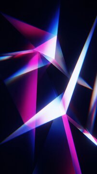 Vertical geometric crystal background featuring sharp triangular prism pyramid facets with radiant white flare and neon magenta chromatic reflections for modern smartphone lockscreen wallpaper