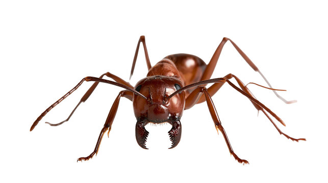 Large brown bull ant with sharp mandibles and long antennae