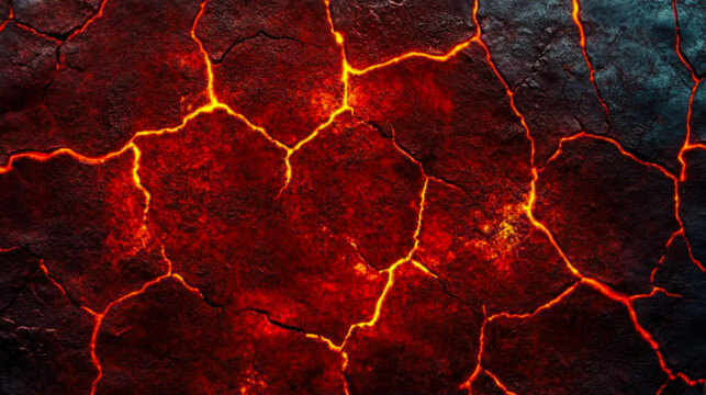 heat red cracked ground texture after eruption volcano