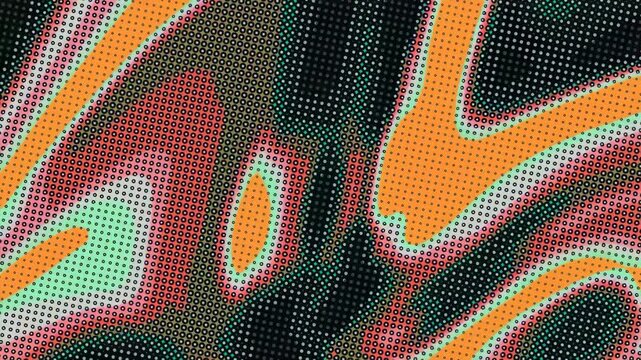 Abstract colorful liquid motion with halftone dot texture