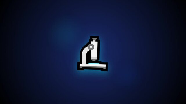 Microscope icons arranged in a grid over blue background