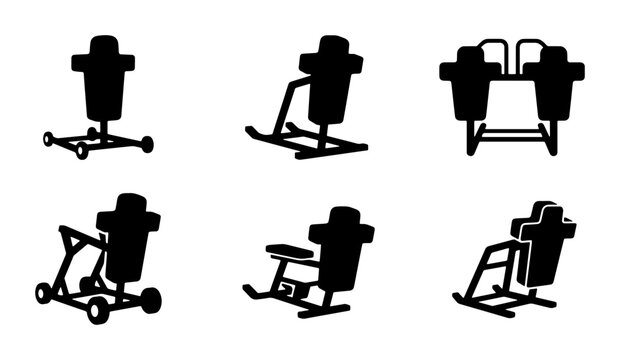 Black training dummies silhouettes on white background, graphic design