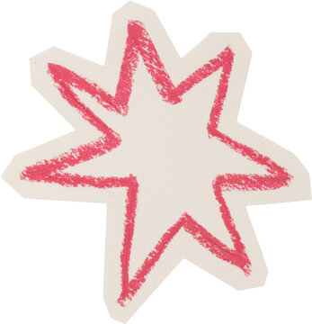 Red And White Hand Drawn Chalk Star Doodle On Torn Paper