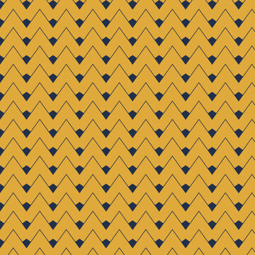 Seamless geometric chevron zigzag pattern in mustard yellow and navy, modern abstract background