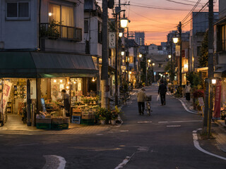 Fototapeta premium Japanese Shopping Street at Sunset