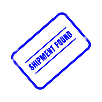 Shipment found a blue stamp illustration confirming successful package delivery and providing positive acknowledgement of completed logistics and transportation processes