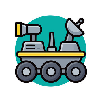 Cute lunar rover vector icon illustration