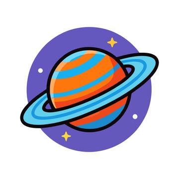 Cute planet vector icon illustration