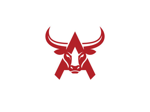 Stylized bull head incorporated into letter a symbol