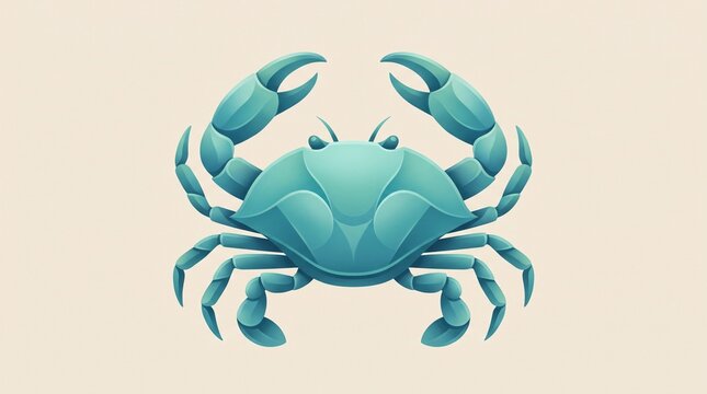 Stylized blue crab vector illustration on plain background